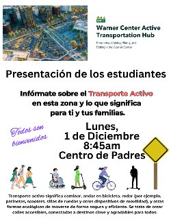 Transportation flyer for parents with details in Spanish