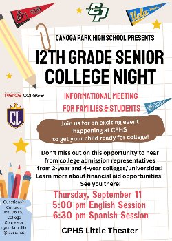 Senior College Night Info Flyer