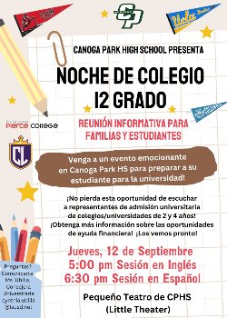 Senior College Night Info Flyer Esp